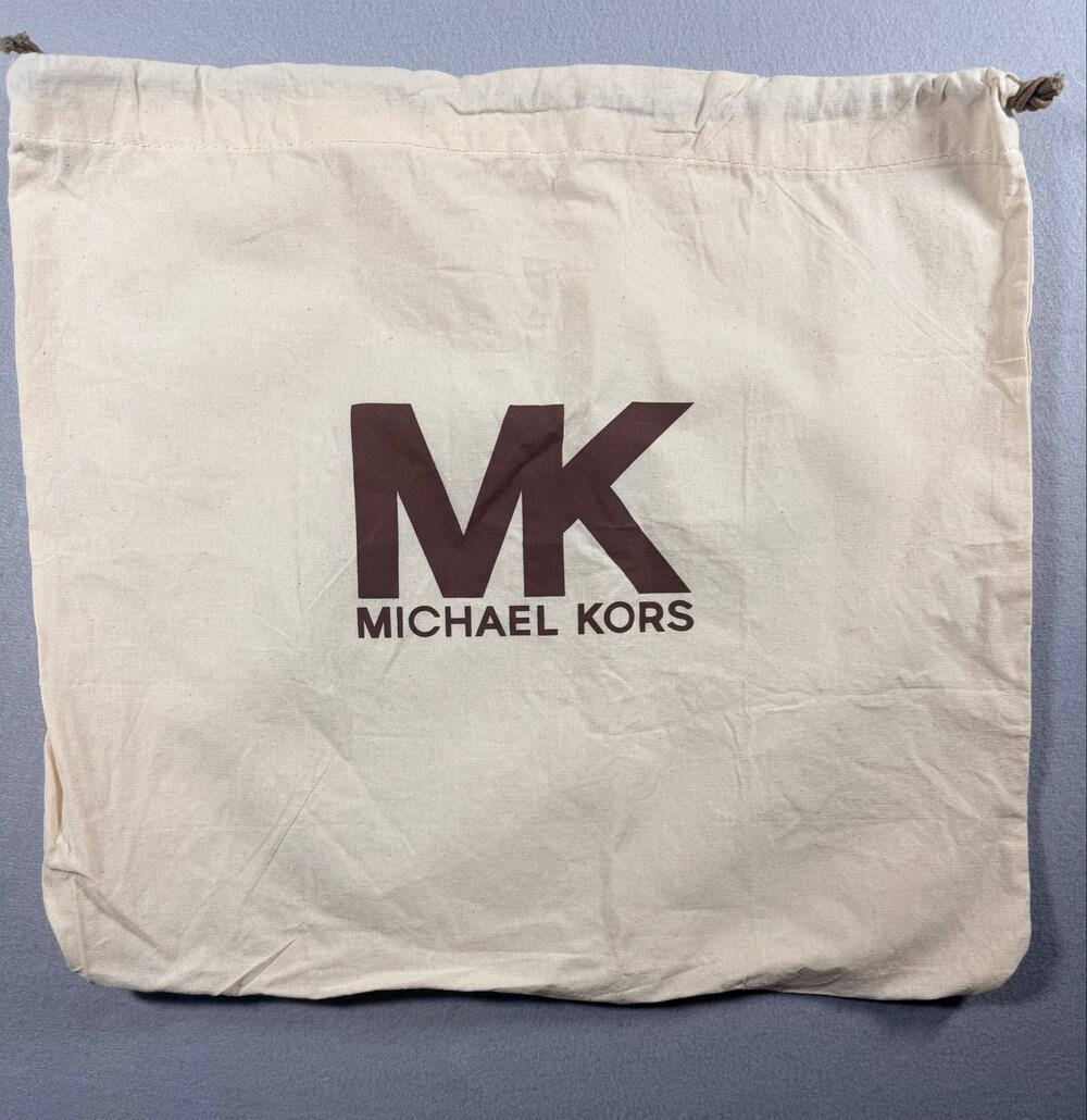 Michael Kors MK Logo Drawstring Dust Bag Large 18” x 17” Cotton Cream Brown